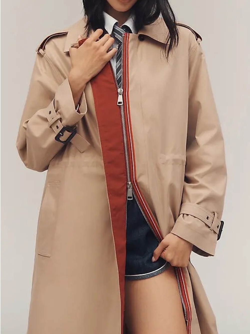 NWT Maeve Anthropologie XXS/XS/S Cinched Waist Trench Coat - Picture 2 of 5